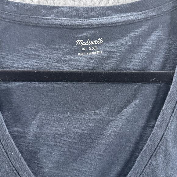 Madewell T-Shirt Women’s XXL Black Slub V-Neck Short Sleeve Pocket Tee Indonesia - Picture 5 of 9